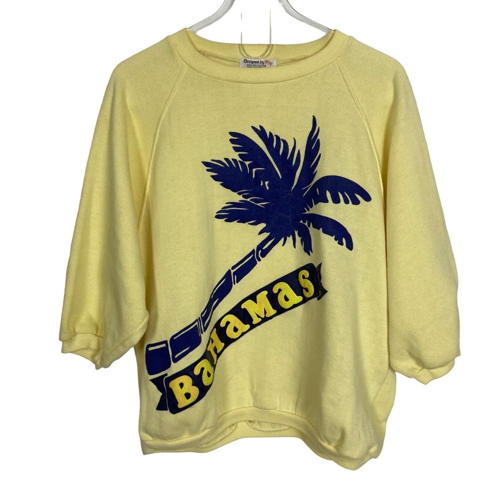 Bahamas Graphic Cropped Sweatshirt - Yellow